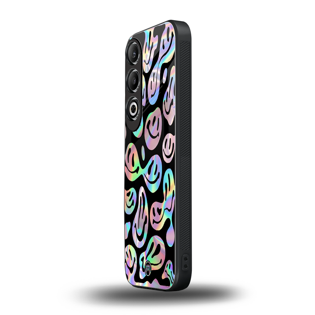 acid smiles chromatic edition back phone cover | glass case for oneplus nord ce 4