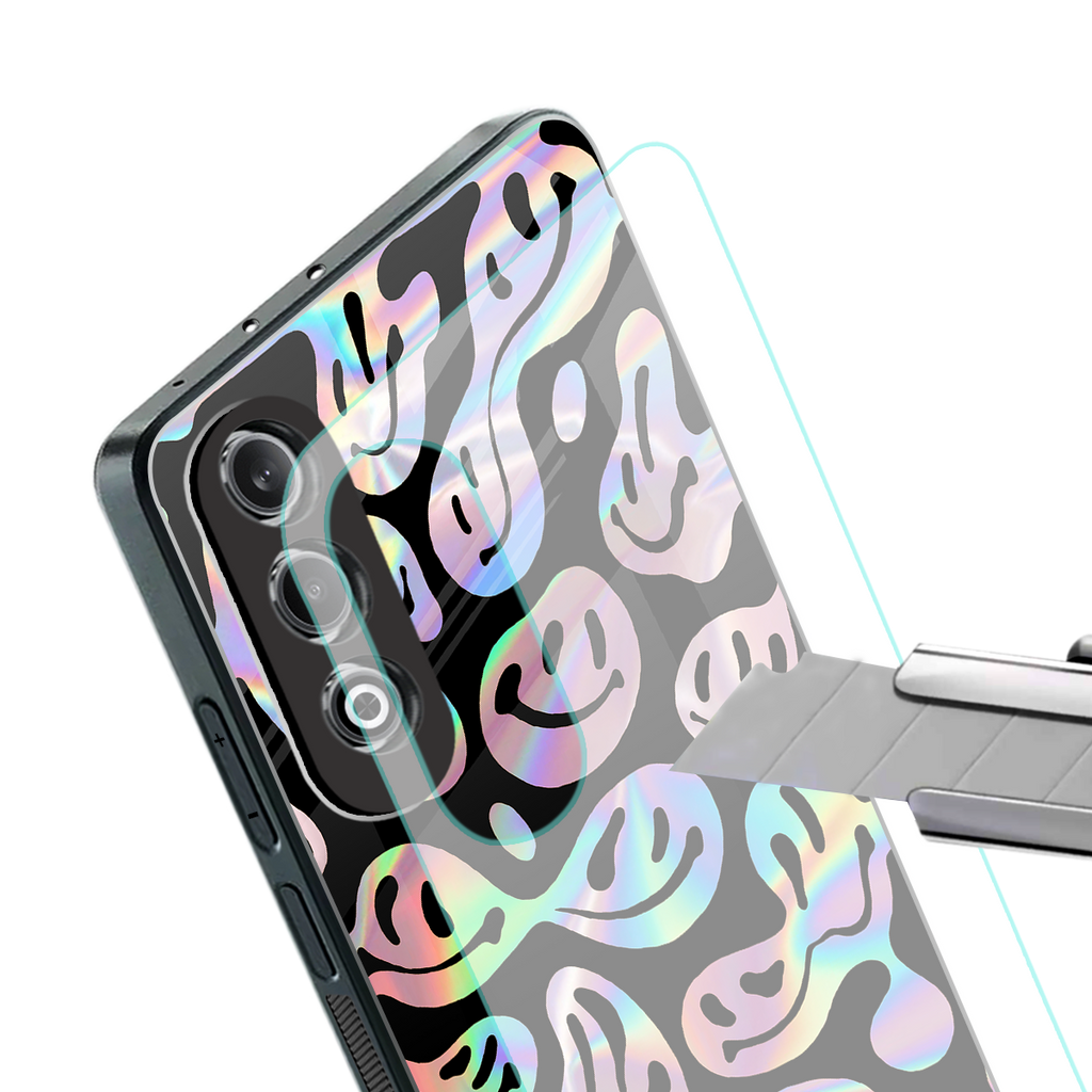 acid smiles chromatic edition back phone cover | glass case for oneplus nord ce 4