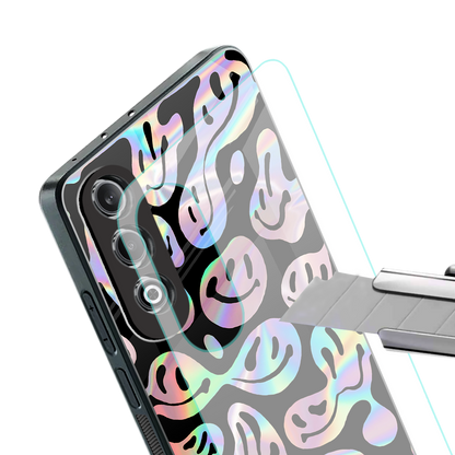 acid smiles chromatic edition back phone cover | glass case for oneplus nord ce 4