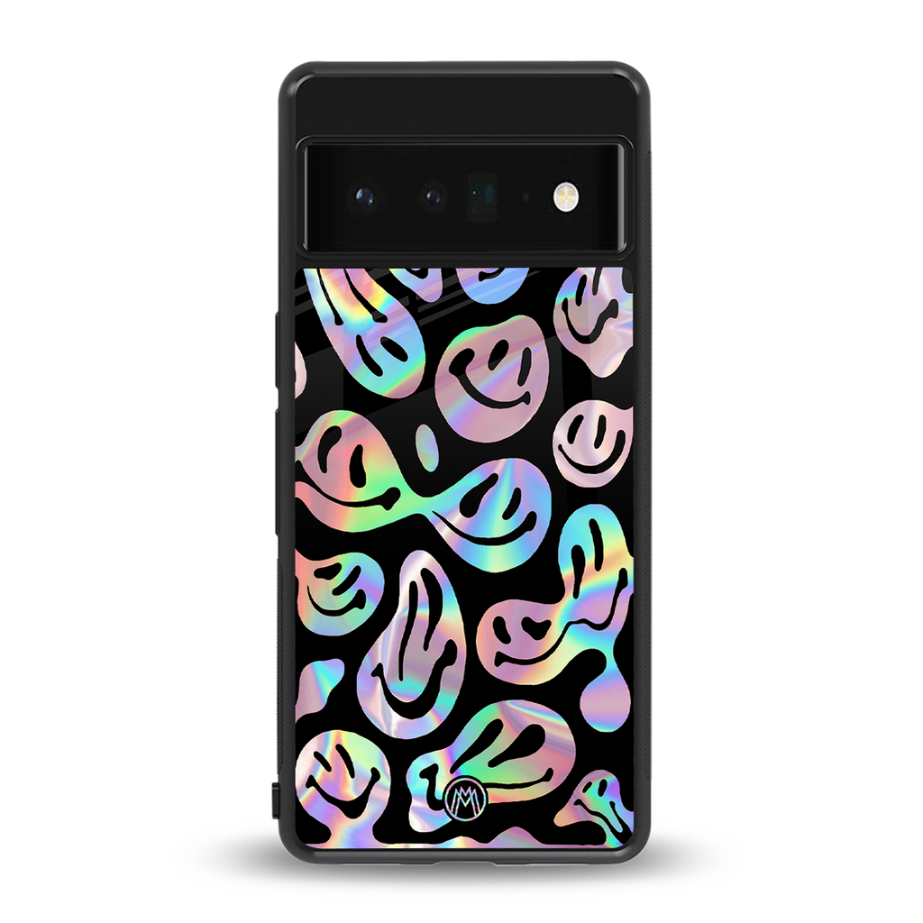 acid smiles chromatic edition back phone cover | glass case for google pixel 6 pro