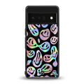 acid smiles chromatic edition back phone cover | glass case for google pixel 6 pro