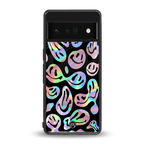acid smiles chromatic edition back phone cover | glass case for google pixel 6 pro
