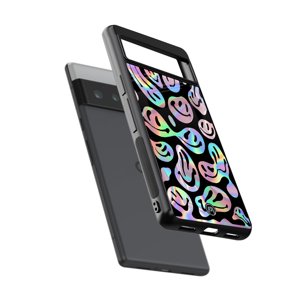 acid smiles chromatic edition back phone cover | glass case for google pixel 6 pro