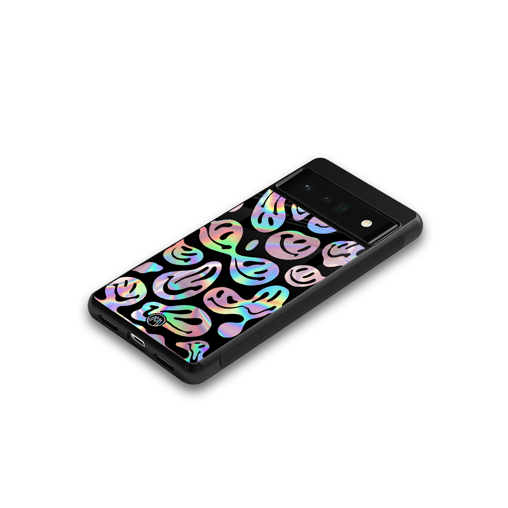 acid smiles chromatic edition back phone cover | glass case for google pixel 6 pro