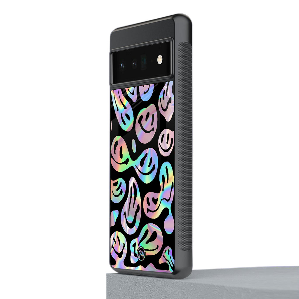 acid smiles chromatic edition back phone cover | glass case for google pixel 6 pro