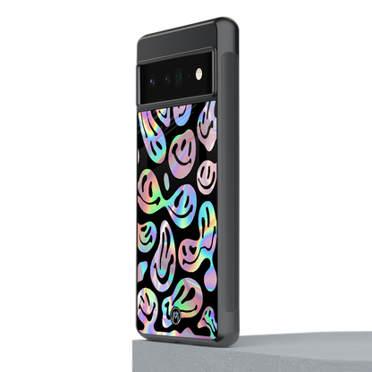 acid smiles chromatic edition back phone cover | glass case for google pixel 6 pro