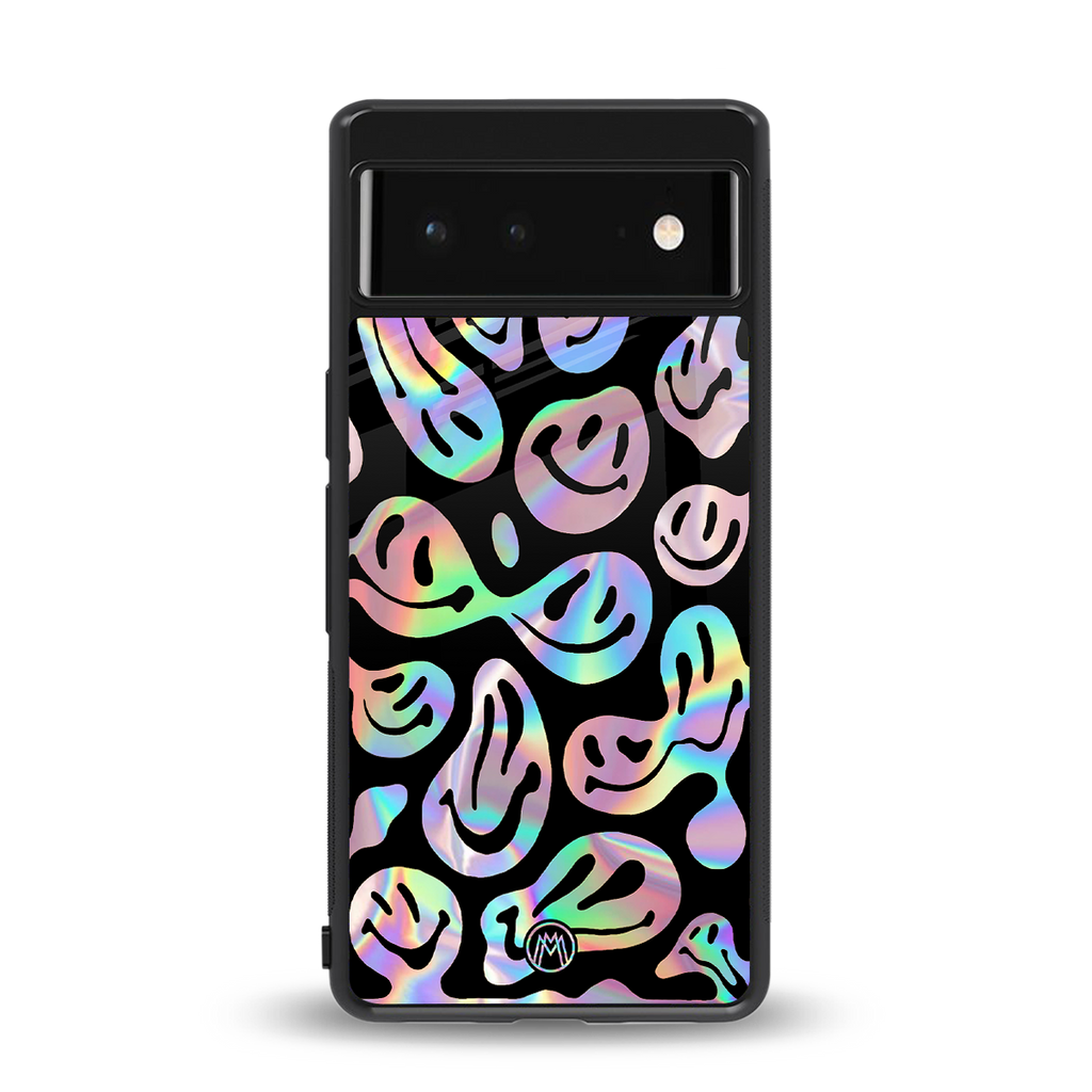 acid smiles chromatic edition back phone cover | glass case for google pixel 6
