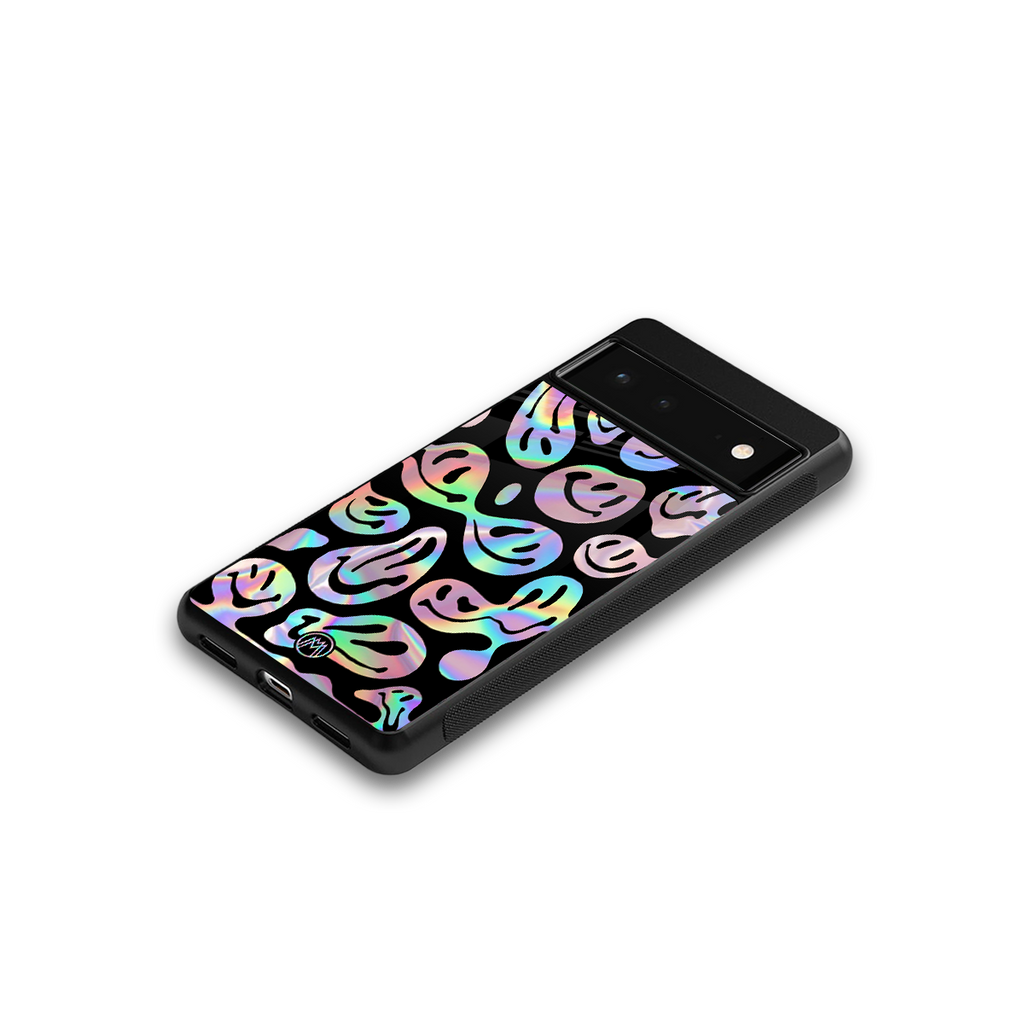 acid smiles chromatic edition back phone cover | glass case for google pixel 6