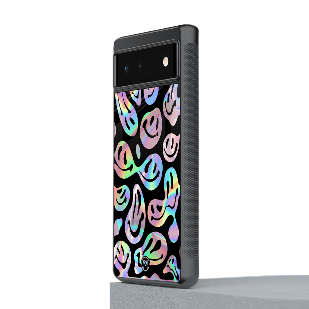 acid smiles chromatic edition back phone cover | glass case for google pixel 6