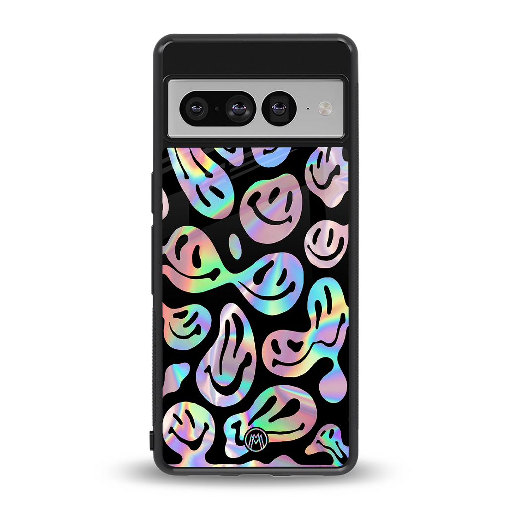 acid smiles chromatic edition back phone cover | glass case for google pixel 7 pro