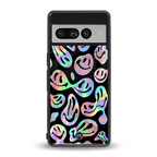 acid smiles chromatic edition back phone cover | glass case for google pixel 7 pro