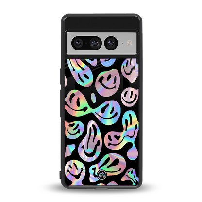 acid smiles chromatic edition back phone cover | glass case for google pixel 7 pro