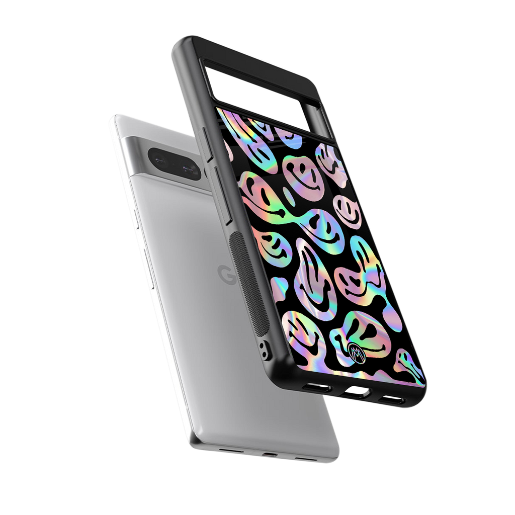 acid smiles chromatic edition back phone cover | glass case for google pixel 7 pro