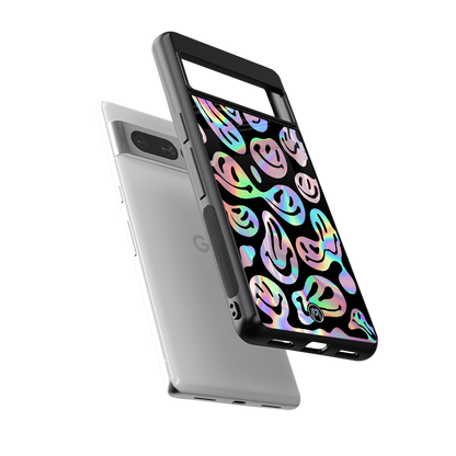 acid smiles chromatic edition back phone cover | glass case for google pixel 7 pro