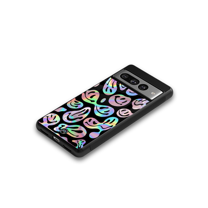 acid smiles chromatic edition back phone cover | glass case for google pixel 7 pro