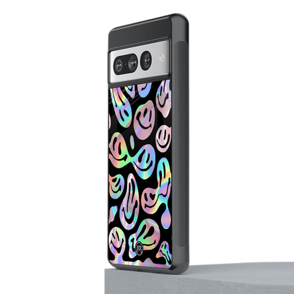 acid smiles chromatic edition back phone cover | glass case for google pixel 7 pro
