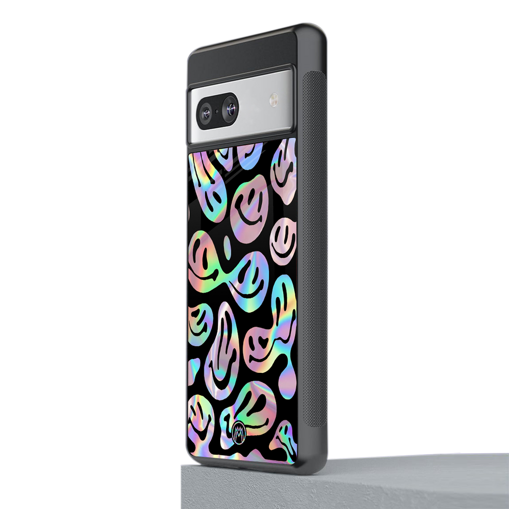acid smiles chromatic edition back phone cover | glass case for Google Pixel 7