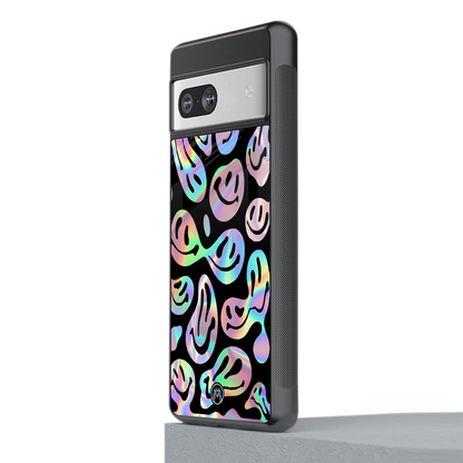 acid smiles chromatic edition back phone cover | glass case for Google Pixel 7
