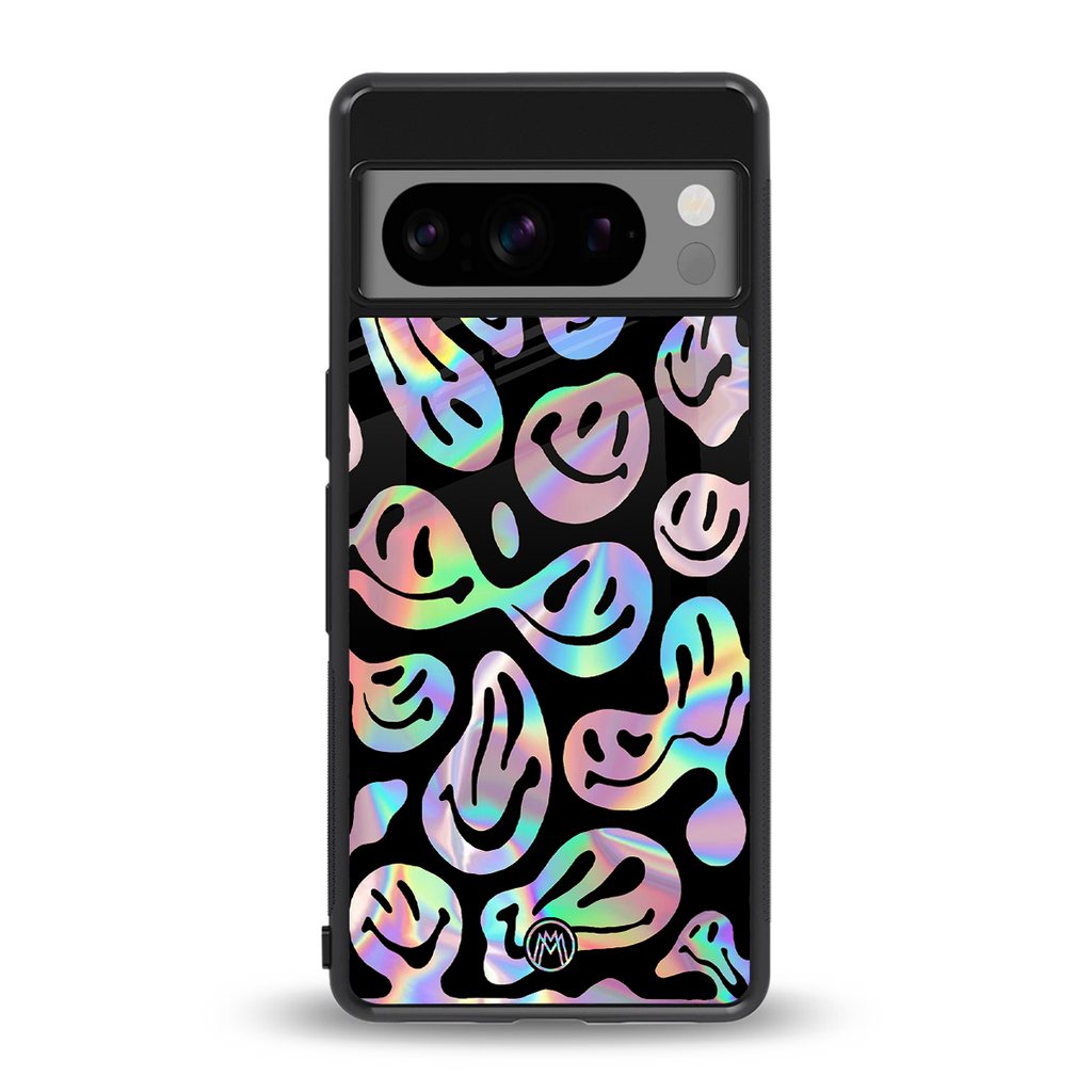 acid smiles chromatic edition back phone cover | glass case for google pixel 8 pro