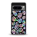 acid smiles chromatic edition back phone cover | glass case for google pixel 8 pro