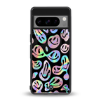 acid smiles chromatic edition back phone cover | glass case for google pixel 8 pro