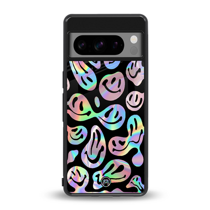 acid smiles chromatic edition back phone cover | glass case for google pixel 8 pro