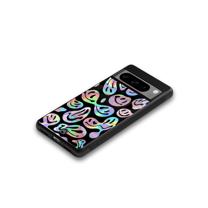 acid smiles chromatic edition back phone cover | glass case for google pixel 8 pro