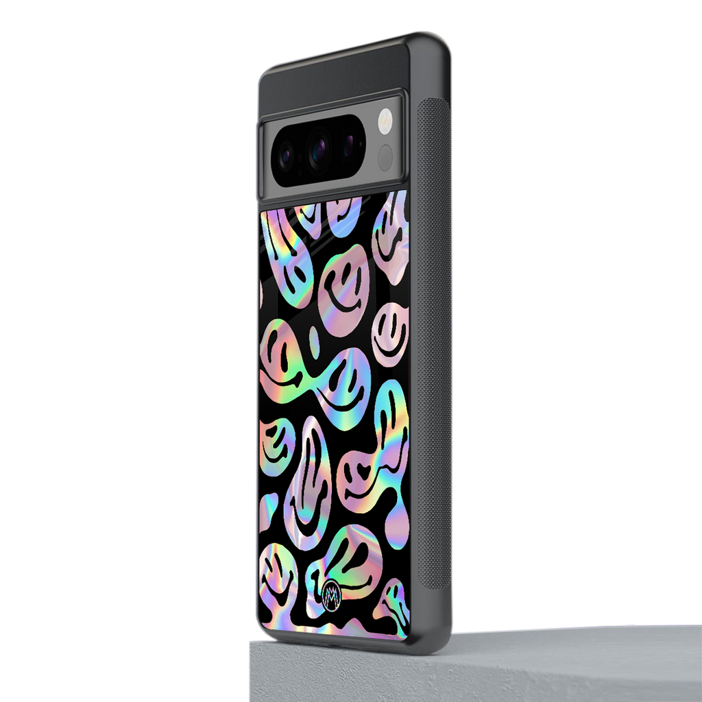 acid smiles chromatic edition back phone cover | glass case for google pixel 8 pro