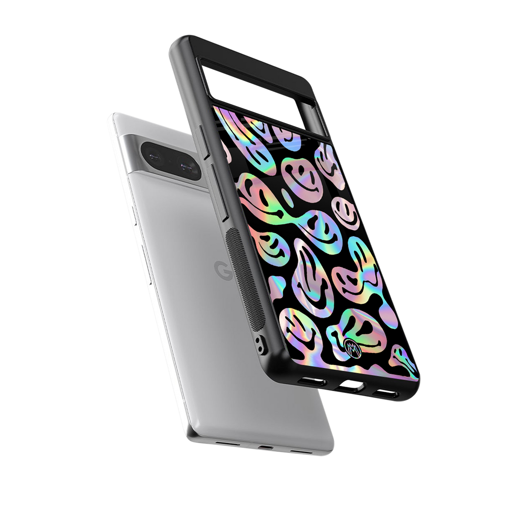 acid smiles chromatic edition back phone cover | glass case for Google Pixel 8