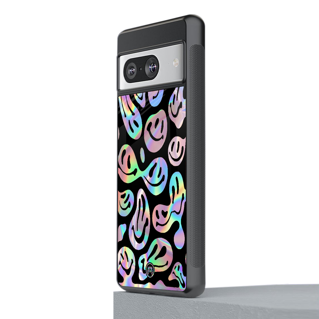 acid smiles chromatic edition back phone cover | glass case for Google Pixel 8