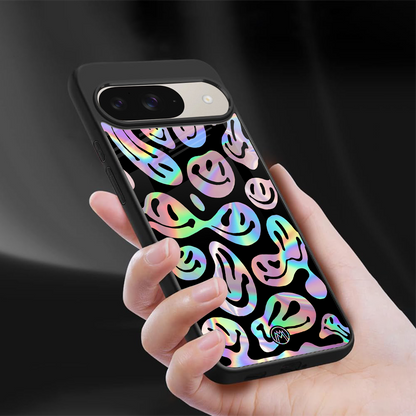 acid smiles chromatic edition back phone cover | glass case for google pixel 9