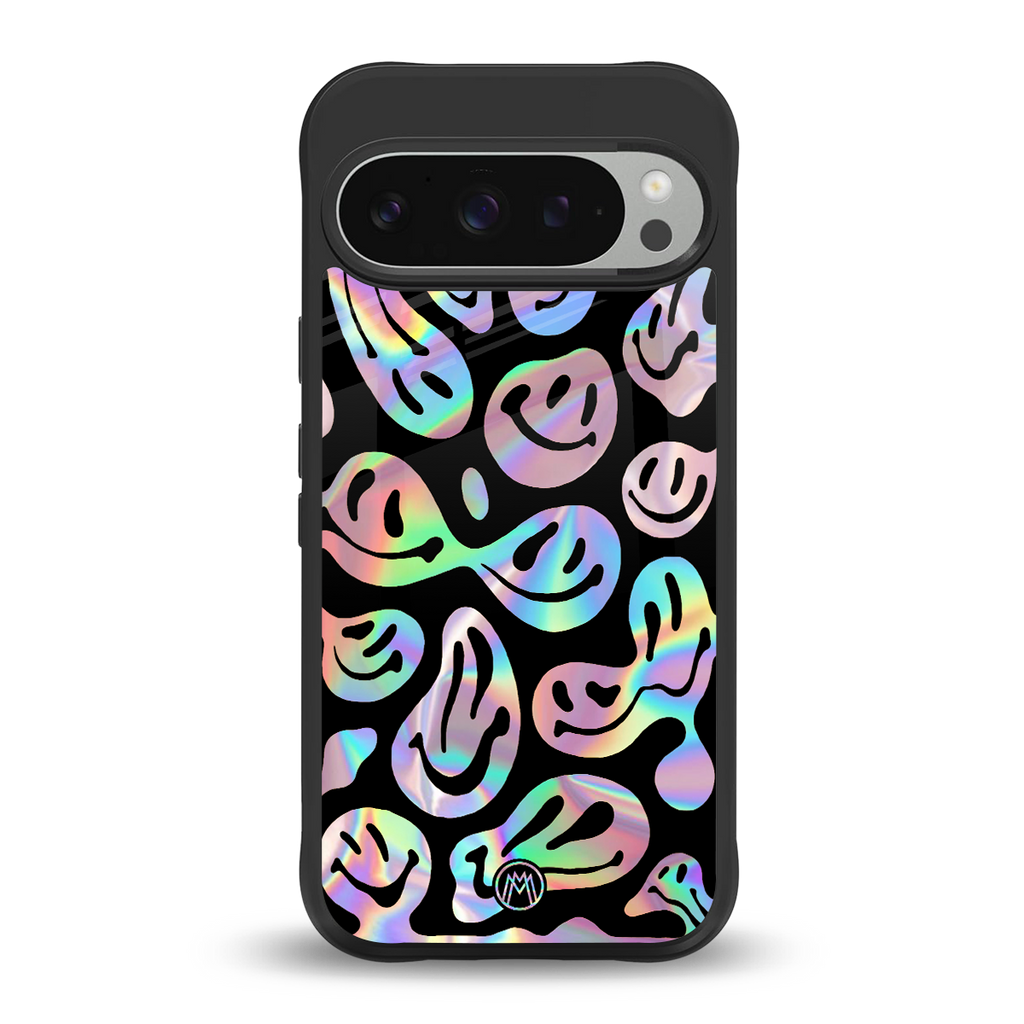 acid smiles chromatic edition back phone cover | glass case for google pixel 9 pro