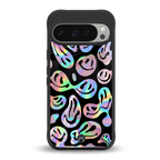 acid smiles chromatic edition back phone cover | glass case for google pixel 9 pro
