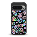 acid smiles chromatic edition back phone cover | glass case for google pixel 9 pro xl