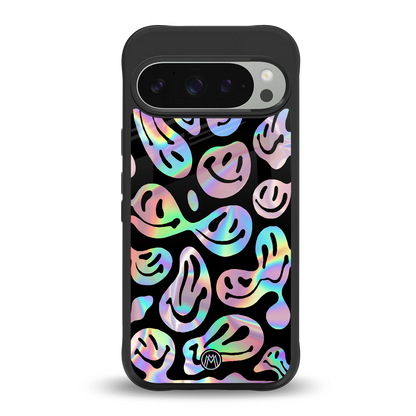 acid smiles chromatic edition back phone cover | glass case for google pixel 9 pro xl