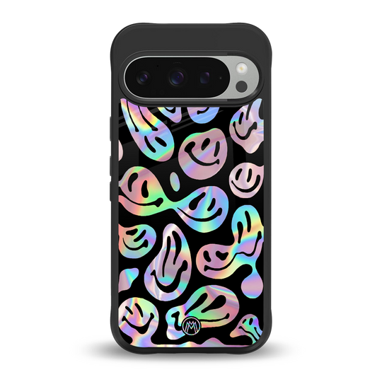 acid smiles chromatic edition back phone cover | glass case for google pixel 9 pro xl