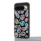 acid smiles chromatic edition back phone cover | glass case for google pixel 9 pro