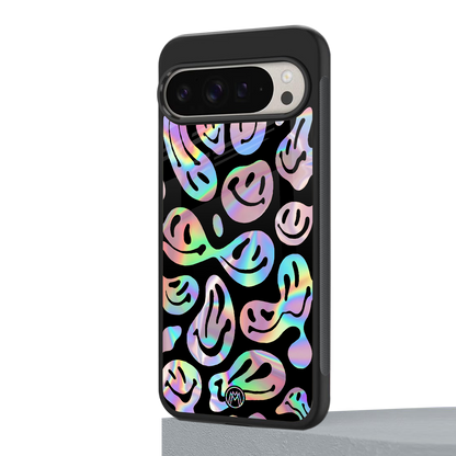 acid smiles chromatic edition back phone cover | glass case for google pixel 9 pro