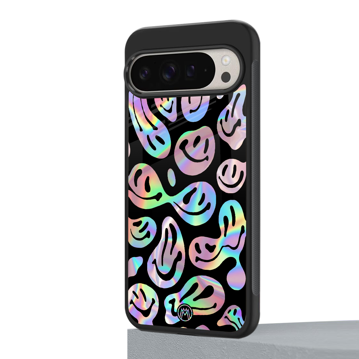 acid smiles chromatic edition back phone cover | glass case for google pixel 9 pro xl
