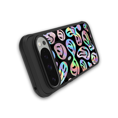 acid smiles chromatic edition back phone cover | glass case for google pixel 9 pro xl