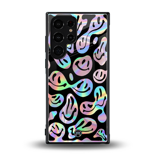 acid smiles chromatic edition back phone cover | glass case for samsung galaxy s24 ultra