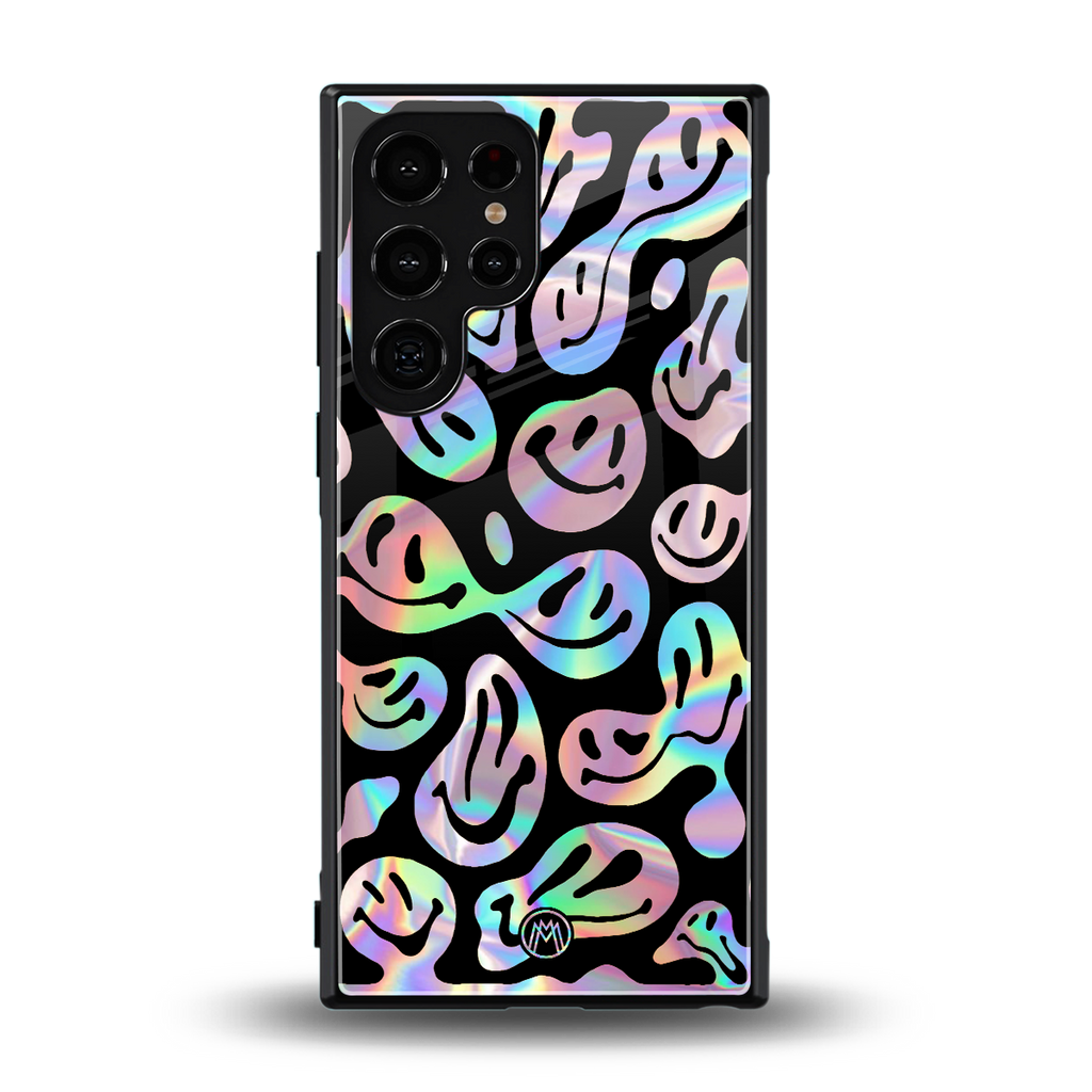 acid smiles chromatic edition back phone cover | glass case for samsung galaxy s23 ultra