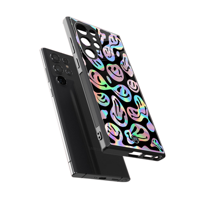 acid smiles chromatic edition back phone cover | glass case for samsung galaxy s24 ultra