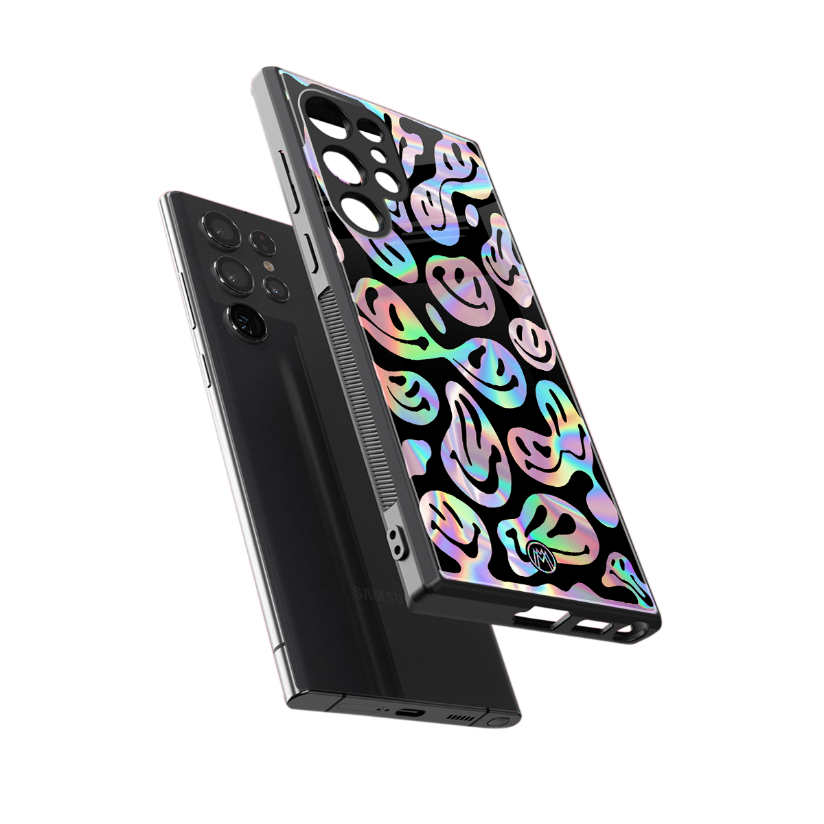 acid smiles chromatic edition back phone cover | glass case for samsung galaxy s23 ultra