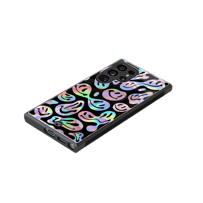 acid smiles chromatic edition back phone cover | glass case for samsung galaxy s24 ultra