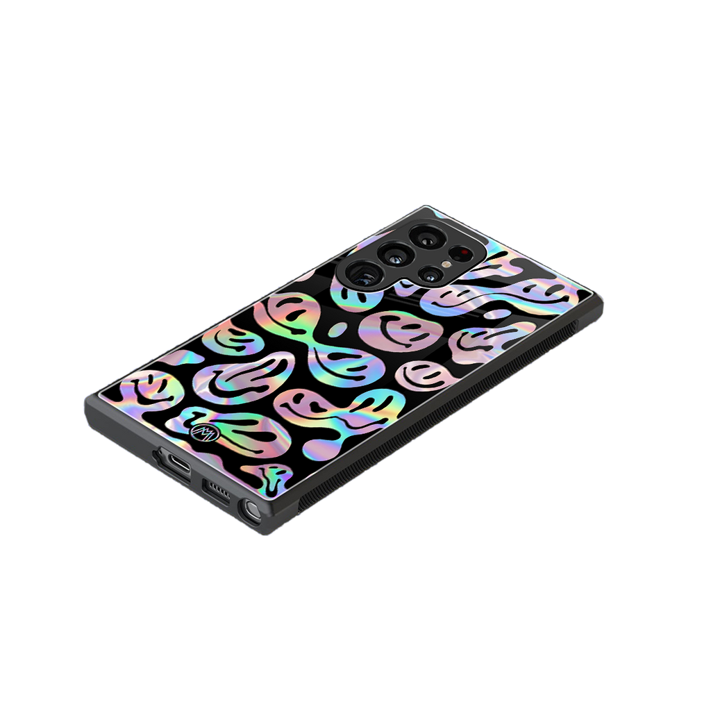 acid smiles chromatic edition back phone cover | glass case for samsung galaxy s23 ultra
