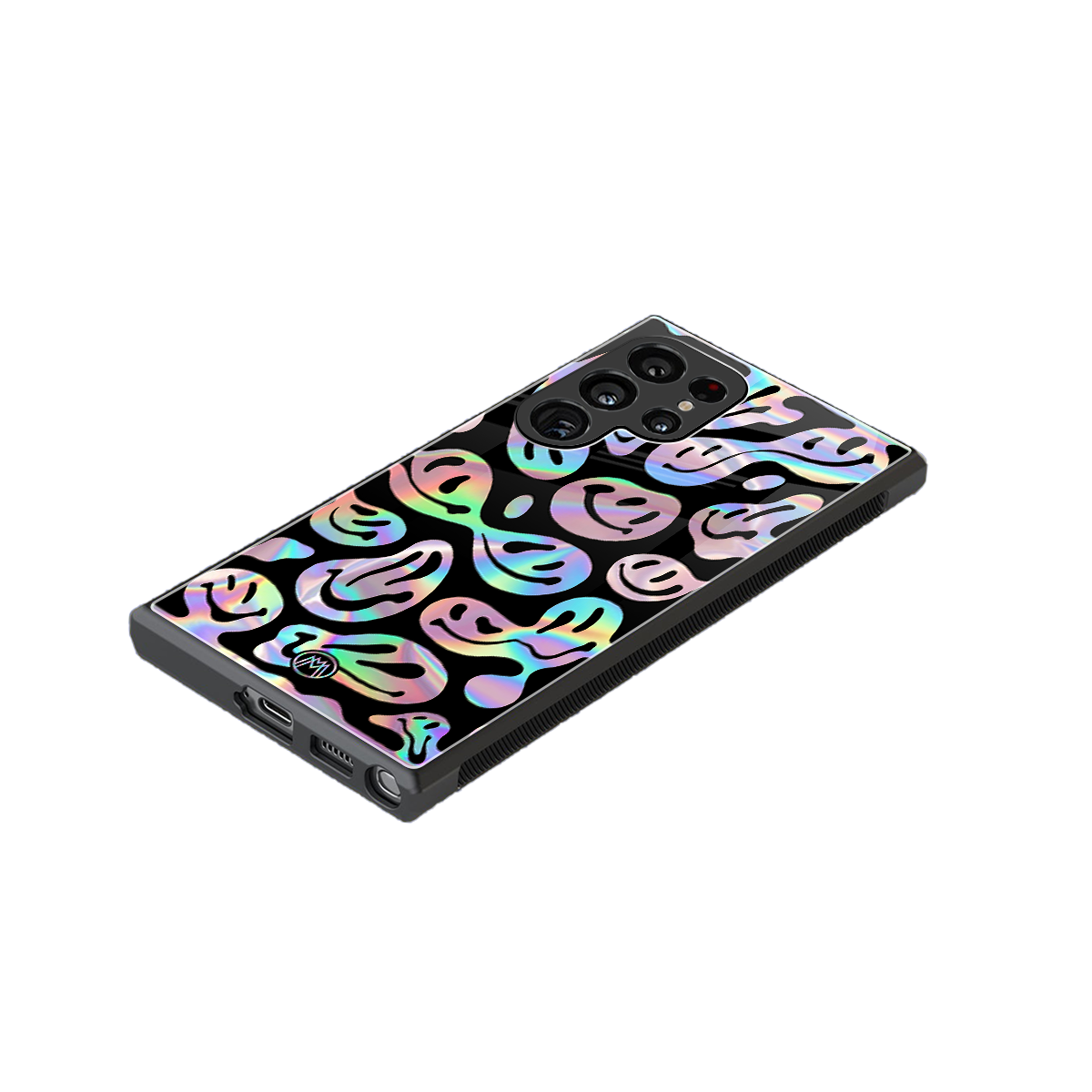acid smiles chromatic edition back phone cover | glass case for samsung galaxy s23 ultra
