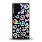 acid smiles chromatic edition back phone cover | glass case for samsung galaxy s25 ultra