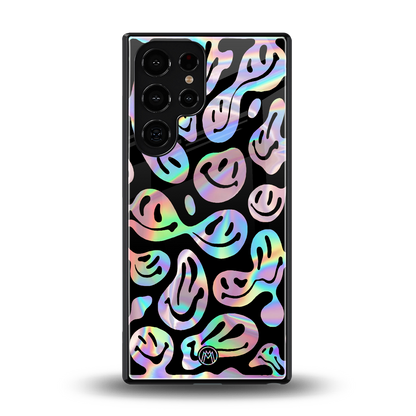 acid smiles chromatic edition back phone cover | glass case for samsung galaxy s25 ultra