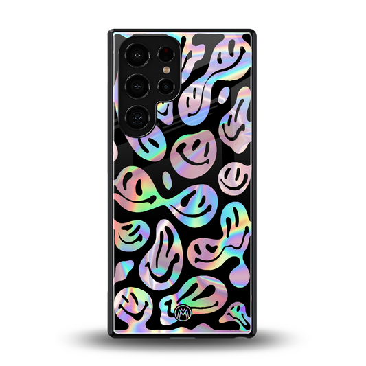 acid smiles chromatic edition back phone cover | glass case for samsung galaxy s25 ultra